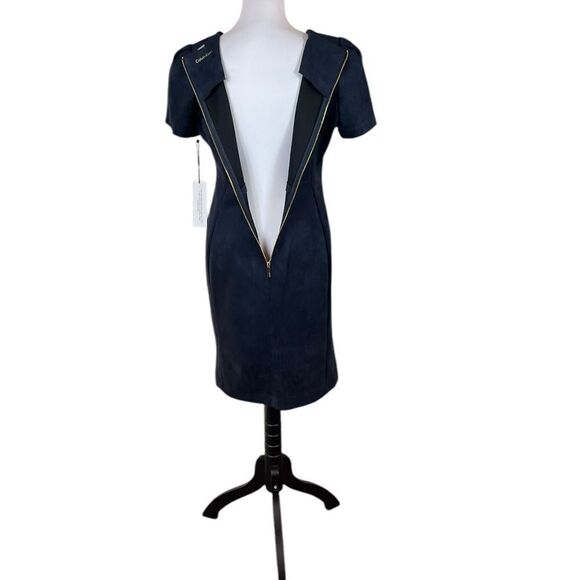 Calvin Klein Navy Short Sleeve Faux Suede Sheath Dress, Size 12, NWT - Picture 5 of 13